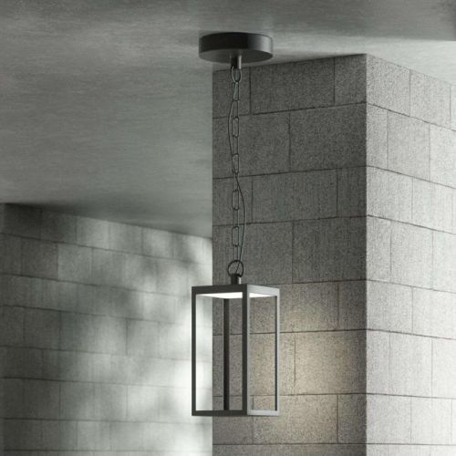 Vonkajšie závesné LED svietidlo Cube sklenené 26