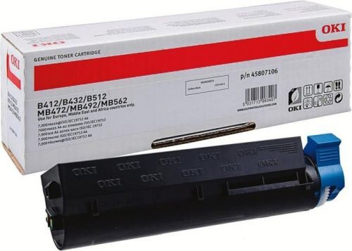 OKI originál toner 45807106, black, 7000str., OKI B412, B432, B512, MB472, 492, 562