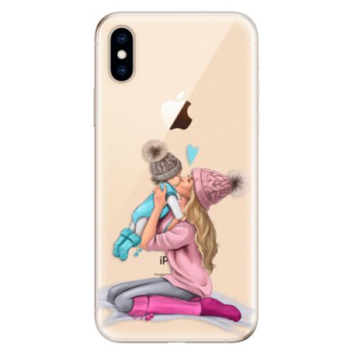 Odolné silikónové puzdro iSaprio - Kissing Mom - Blond and Boy - iPhone XS