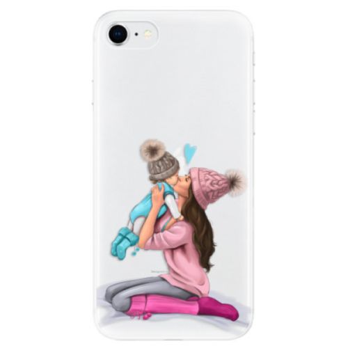 Odolné silikónové puzdro iSaprio - Kissing Mom - Brunette and Boy - iPhone SE 2020