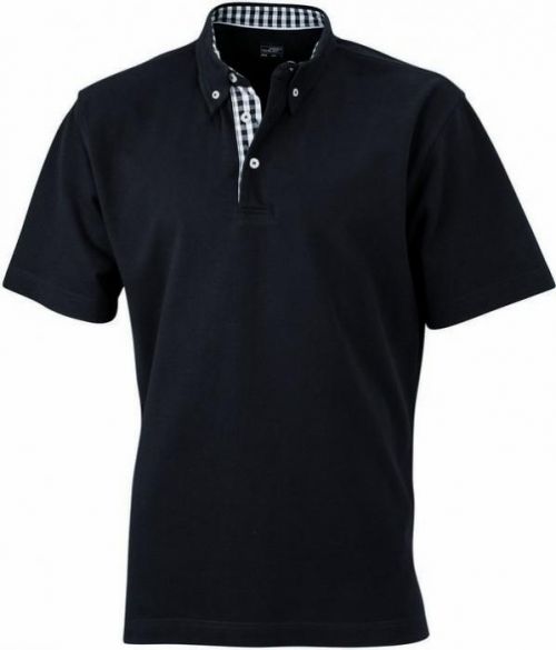 James & Nicholson Elegantná pánska polokošeľa JN964 - Černá / černá / bílá | L