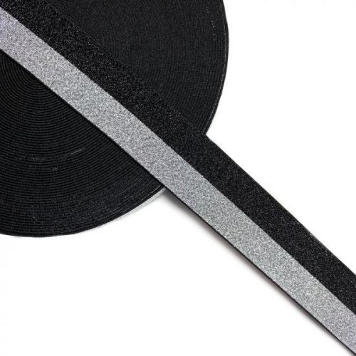 Guma hladká 4 cm Lurex DOU black silver