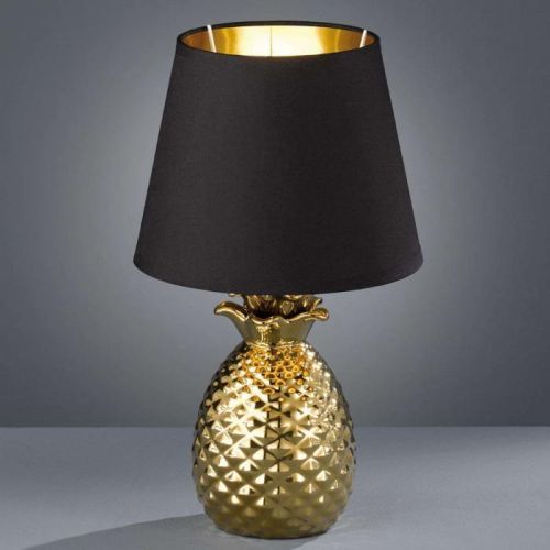 Keramická stolná lampa Pineapple čierno-zlatá