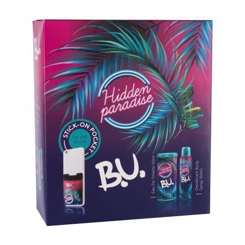 B.U. Hidden Paradise darčeková kazeta toaletná voda 50 ml + dezodorant 150 ml + samolepka na mobil 1 ks pre ženy