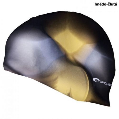 Plavecká čiapka SPOKEY Abstract - hnedo-žltá
