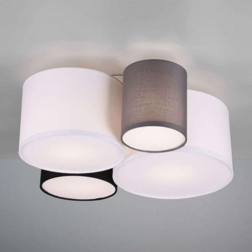 Stropné svietidlo Hotel so 4 textilnými tienidlami