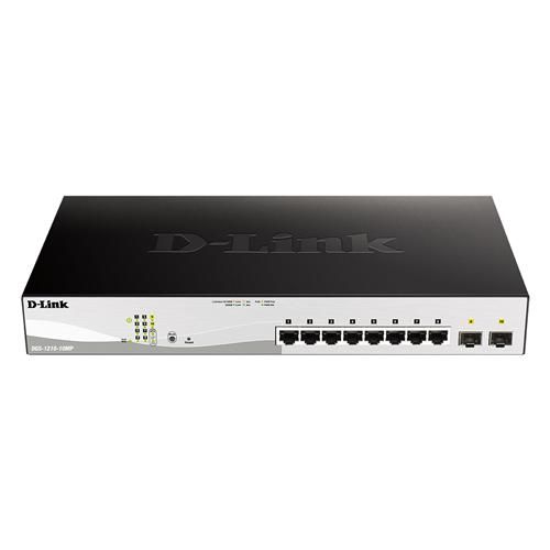 D-Link DGS-1210-10MP 10 Gbit PoE Smart, 8xGbE PoE+,L2/L3 switch, 2x SFP, PoE 130W, fanless