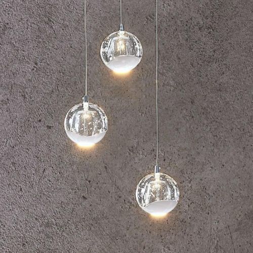 LED závesná lampa Hayley, sklená, 3 svetlá, chróm