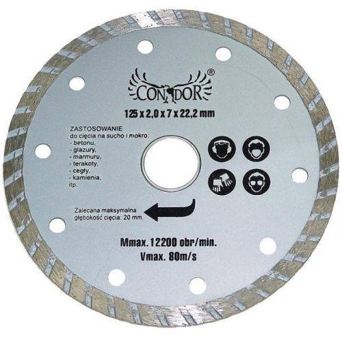 Kotúč diamantový rezný, turbo, suché rezanie, 125 mm, Drel