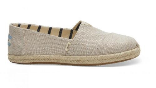 Toms Beige Metallic Canvas Women's Espadrilles svetlohnedé 10013508