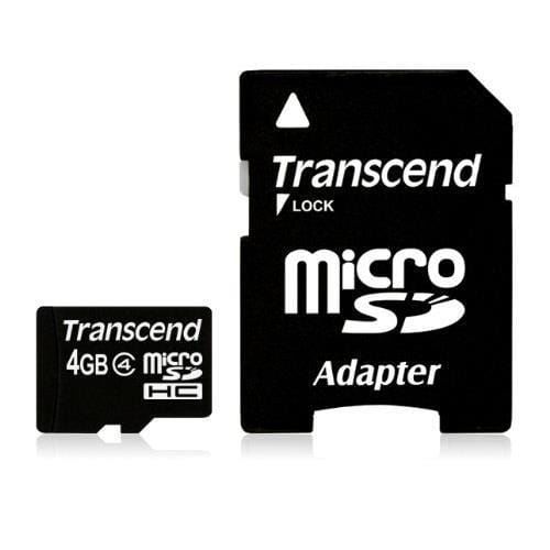 Transcend 4GB microSDHC (Class 4) pamäťová karta (s adaptérom) TS4GUSDHC4