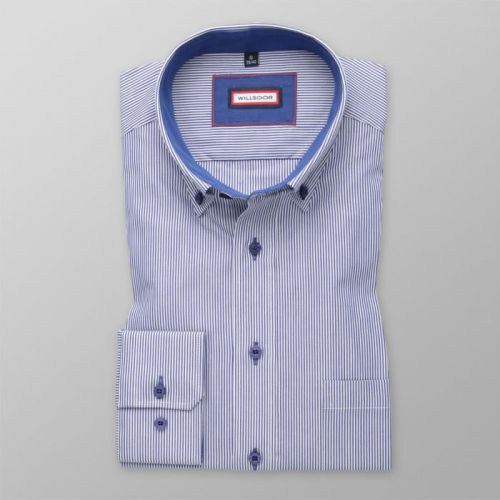 Pánska košele Slim Fit (výška 176-182) 5711 v modré farbe s bielym pásikom
