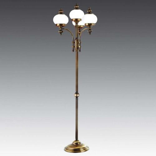 Stojaca lampa Delia, starožitná mosadz