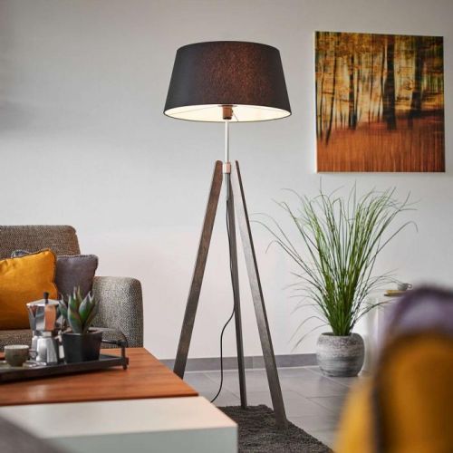 Thea drevená stojaca lampa čierne chinc tienidlo
