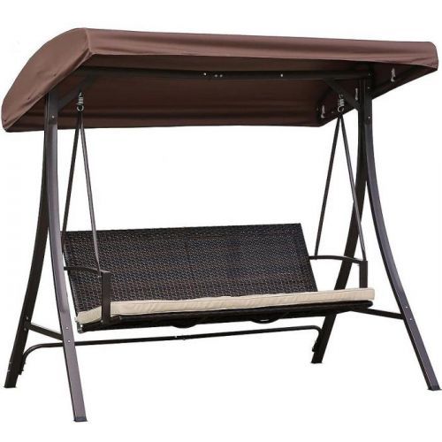 Technoratanová hojdačka s vankúšom 193 cm hnedá YF-SW073N