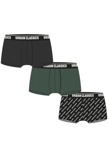 Urban Classics Boxer Shorts 3-Pack darkgreen/black/branded aop - S