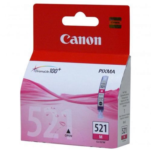 Canon originál ink CLI521M, magenta, blister s ochranou, 470str., 9ml, 2935B008, 2935B005, Canon iP3600, iP4600, MP620, MP630, MP9