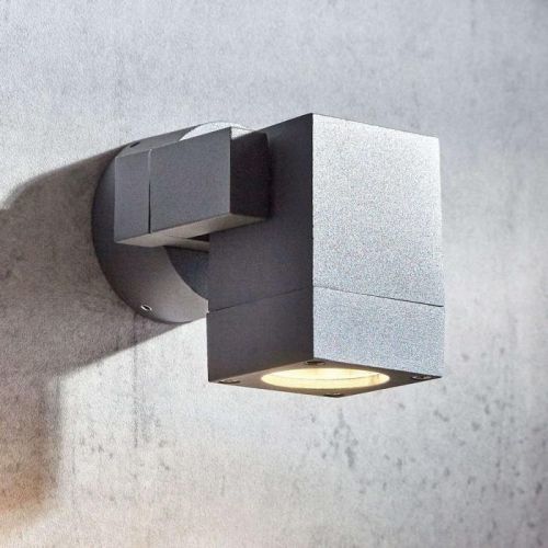 Vonkajšie nástenné svetlo Kavuna tmavosivé hranaté