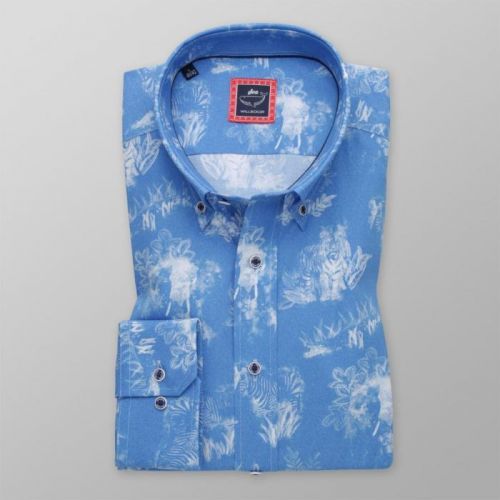 Pánska košeľa Slim Fit s bielou zvieracou potlačou 11612