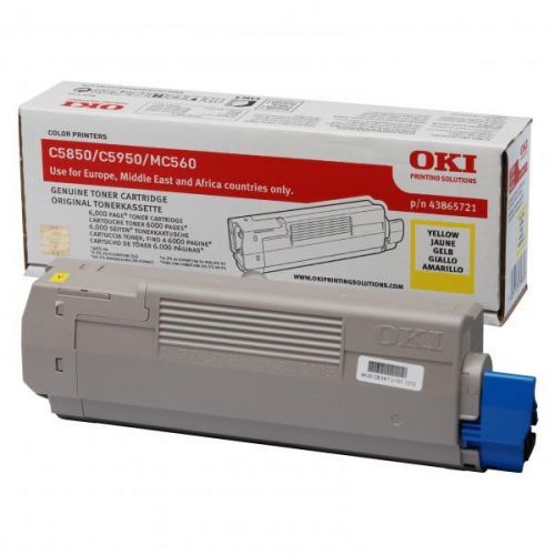 OKI originál toner 43865721, yellow, 6000str., OKI C5850, 5950, MC560, MC560n, MC560dn