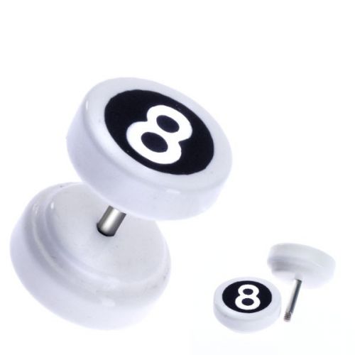 Okrúhly akrylový fake plug - čierna biliardová guľa