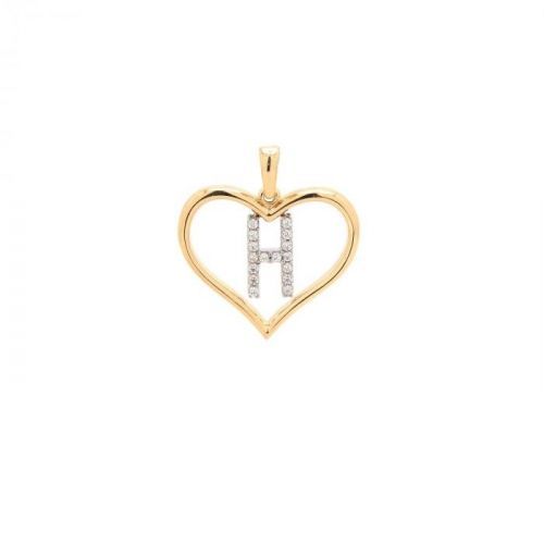 Zlatý prívesok písmenko H v srdci
