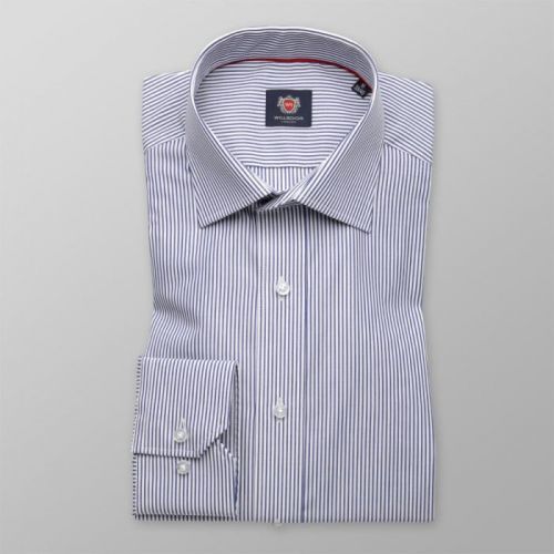 Pánska slim fit košeľa London (výška 176-182) 8715 v biele farbe s pásikmi a úpravou 2W Plus