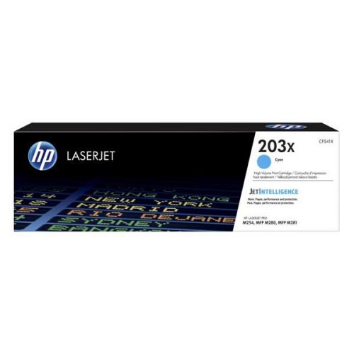 HP originál toner CF541X, cyan, 2500str., HP 203X, high capacity, HP Color LaserJet Pro M254, M280, M281