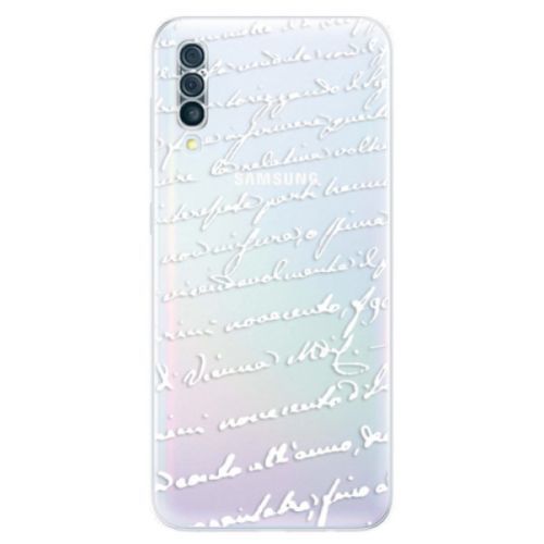 Odolné silikónové puzdro iSaprio - Handwriting 01 - white - Samsung Galaxy A50