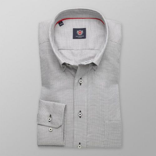 Pánska klasická košeľa London (výška 176-182) 8591 v šedé farbe s úpravou easy care