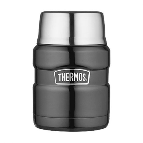 Thermos Style Termoska na jedlo sa skladateľná lyžicou a šálkou - metalicky šedá 470 ml