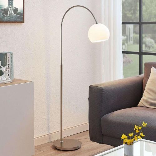 Lindby Cynthia oblúková stojaca lampa, nikel matný