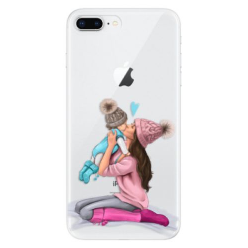 Odolné silikónové puzdro iSaprio - Kissing Mom - Brunette and Boy - iPhone 8 Plus