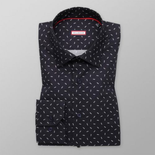 Košeľa Slim Fit tmavo modrá s bielym vzorom (výška 176 - 182) 10984