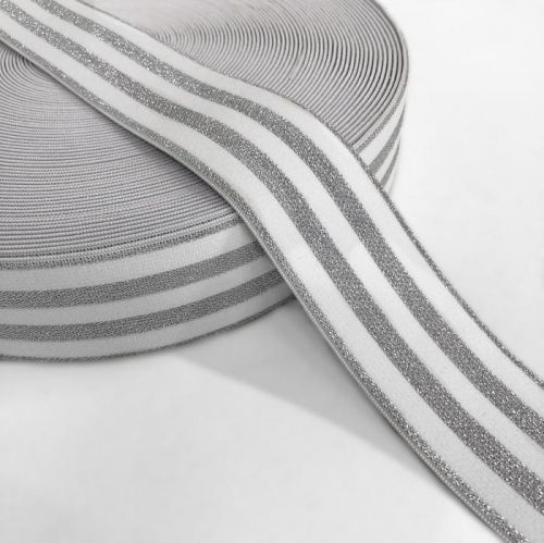 Guma hladká 4 cm LUREX SILVER off white