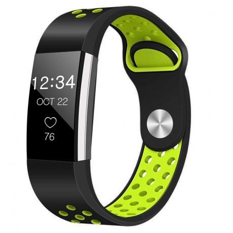 Fitbit Charge 2 Silicone Sport (Small) remienok, Black/Green