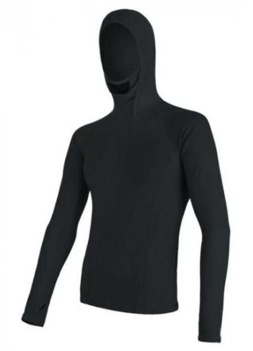 Pánske triko s kapucňou Sensor MERINO DOUBLE FACE čierne 16200084