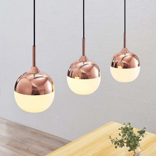 Lindby Rangina závesná lampa, meď, 3-plameňová