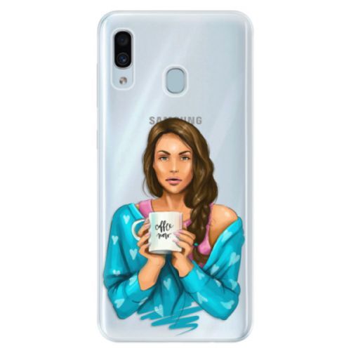 Silikónové puzdro iSaprio - Coffe Now - Brunette - Samsung Galaxy A30