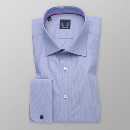 Pánska košeľa Slim Fit modrej farby s pruhovaným vzorom 11383