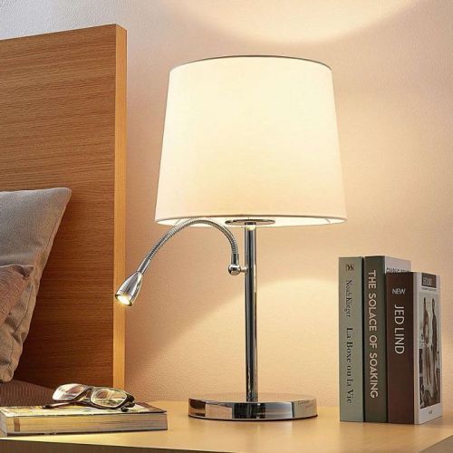 Látková stolová lampa Benjiro, s LED na čítanie