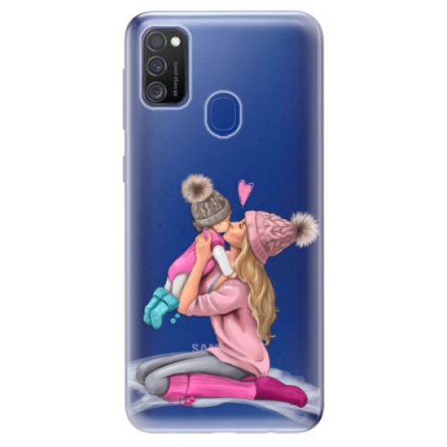 Odolné silikónové puzdro iSaprio - Kissing Mom - Blond and Girl - Samsung Galaxy M21