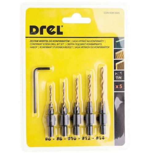 Vrtáky na konfirmáty, 6-14 mm, 5 ks, Drel