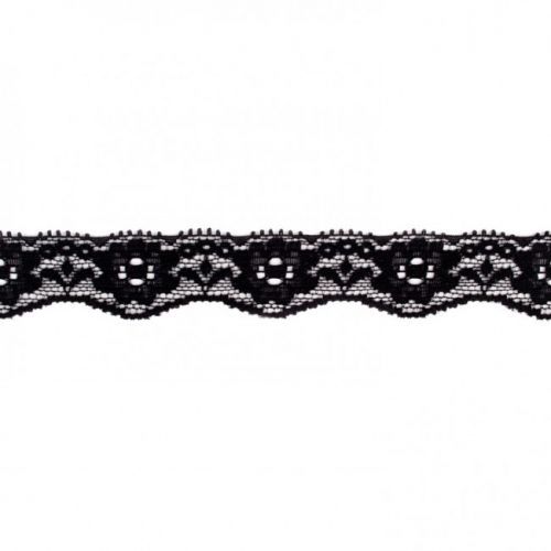 Čipka elastická Flower black