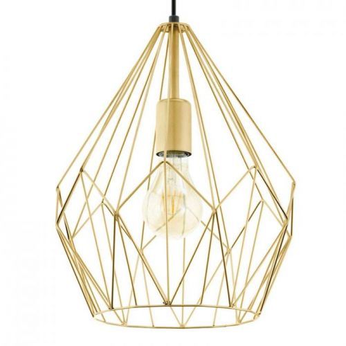 Závesná lampa Carlton s klietkovým tienidlom zlato