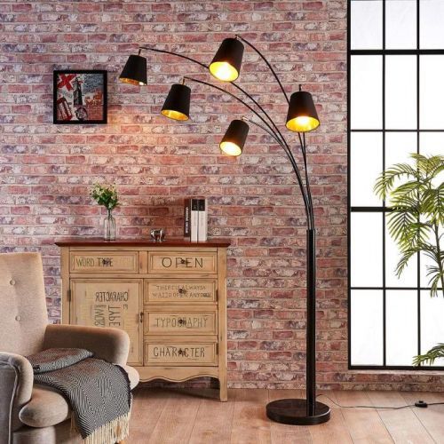 Päť-plameňová textilná stojaca lampa Tinne