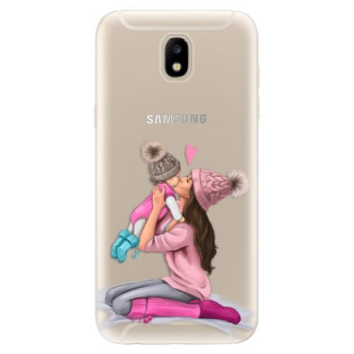 Odolné silikónové puzdro iSaprio - Kissing Mom - Brunette and Girl - Samsung Galaxy J5 2017