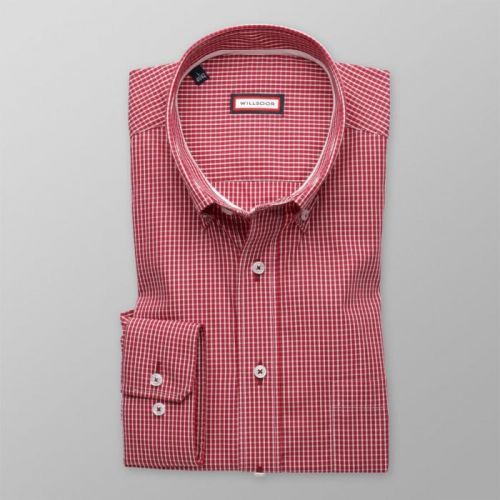 Pánska slim fit košeľa (výška 176-182) 8388 v červené farbe s úpravou easy care