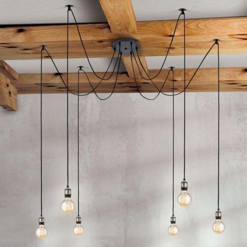 Šesť-plameňová vintage závesná lampa Jailhouse