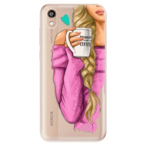 Odolné silikónové puzdro iSaprio - My Coffe and Blond Girl - Huawei Honor 8S